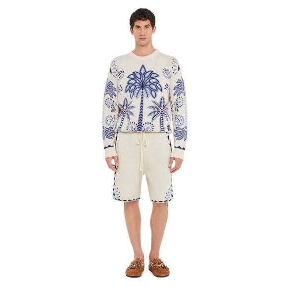 Alanui Mens Wild Wonder Foulard Bermuda Shorts in Chalk Indigo M - Picture 1 of 5